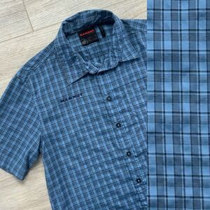 Mammut Medium Lenni Short Sleeve Button Up Shirt Blue Plaid Lightweight